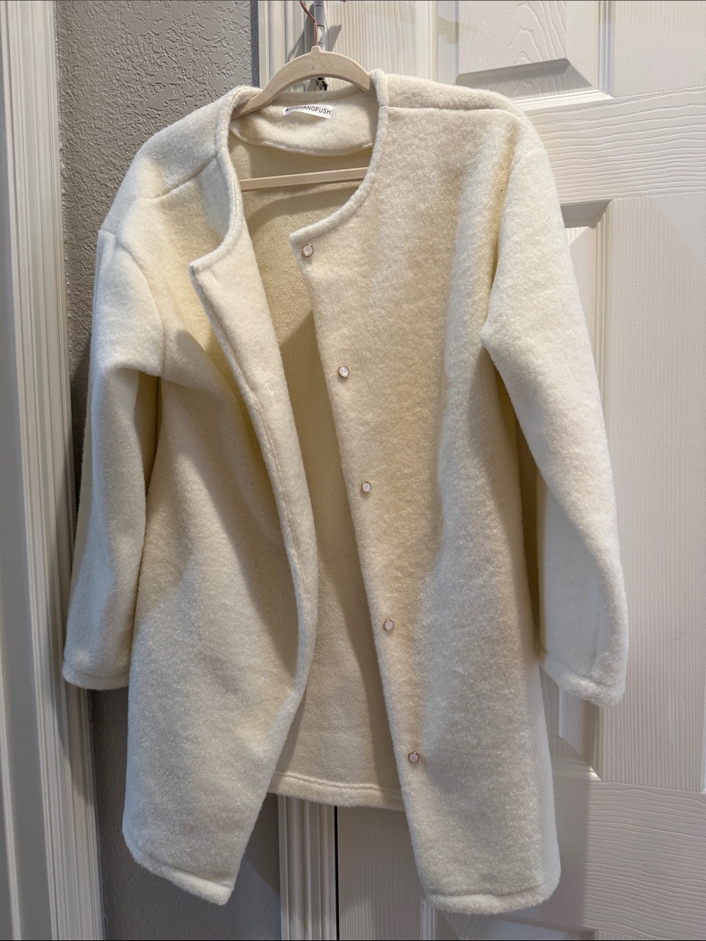 Women's Cream Snap-Front Coat